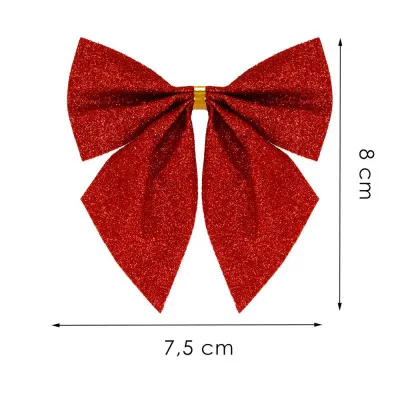 Vianočná mašľa 8x7,5cm červené sada 6ks, vianočné dekorácie