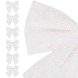 Vianočná mašľa 8x7cm biele sada 6ks, vianočné dekorácie