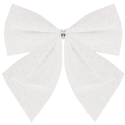 Vianočná mašľa 8x7cm biele sada 6ks, vianočné dekorácie