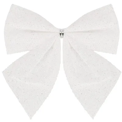 Vianočná mašľa 8x7cm biele sada 6ks, vianočné dekorácie