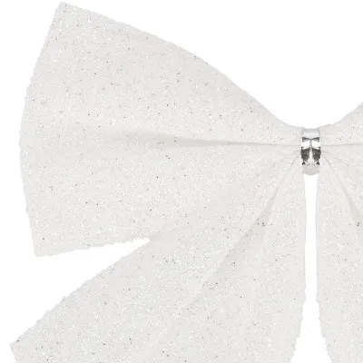 Vianočná mašľa 8x7cm biele sada 6ks, vianočné dekorácie