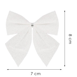 Vianočná mašľa 8x7cm biele sada 6ks, vianočné dekorácie