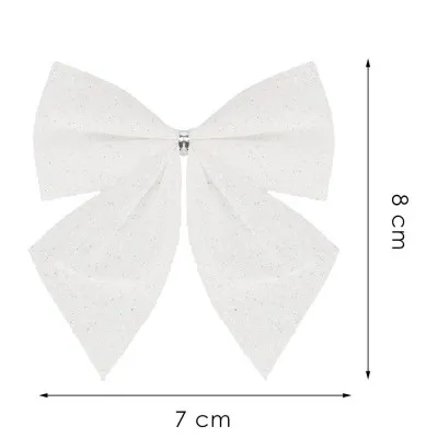 Vianočná mašľa 8x7cm biele sada 6ks, vianočné dekorácie