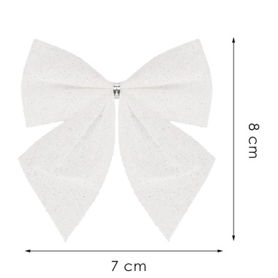 Vianočná mašľa 8x7cm biele sada 6ks, vianočné dekorácie