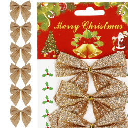 Vianočná mašľa 8x7cm zlaté sada 6ks, vianočné dekorácie