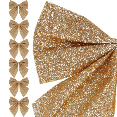 Vianočná mašľa 8x7cm zlaté sada 6ks, vianočné dekorácie