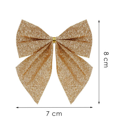 Vianočná mašľa 8x7cm zlaté sada 6ks, vianočné dekorácie