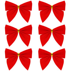 Vianočná mašľa 8x8,5cm červené sada 6ks, vianočné dekorácie