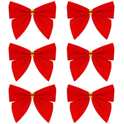 Vianočná mašľa 8x8,5cm červené sada 6ks, vianočné dekorácie