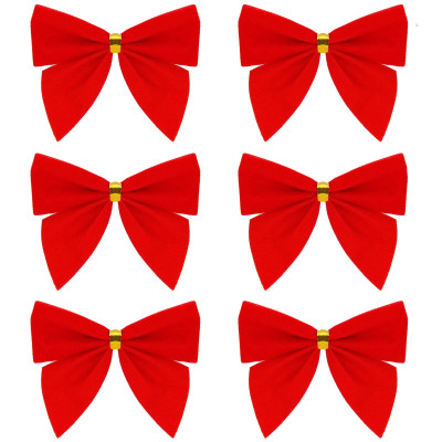 Vianočná mašľa 8x8,5cm červené sada 6ks, vianočné dekorácie