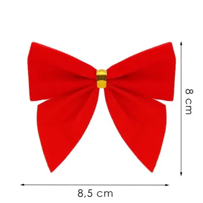 Vianočná mašľa 8x8,5cm červené sada 6ks, vianočné dekorácie