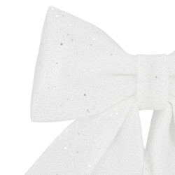 Vianočná mašľa s flitrami 30x29cm biela, vianočné dekorácie