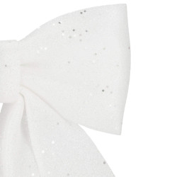 Vianočná mašľa s flitrami 30x29cm biela, vianočné dekorácie