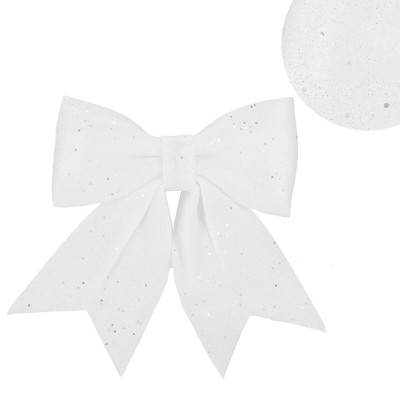 Vianočná mašľa s flitrami 30x29cm biela, vianočné dekorácie