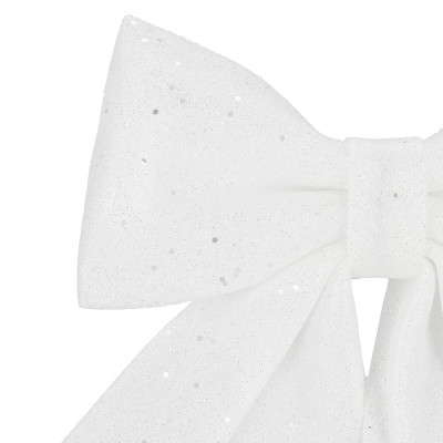 Vianočná mašľa s flitrami 17x20cm biela, vianočné dekorácie