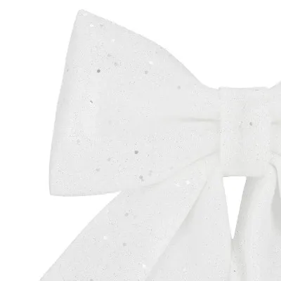 Vianočná mašľa s flitrami 17x20cm biela, vianočné dekorácie