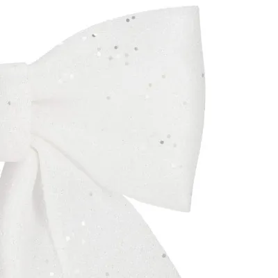 Vianočná mašľa s flitrami 17x20cm biela, vianočné dekorácie