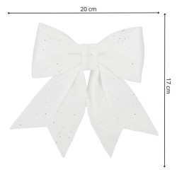 Vianočná mašľa s flitrami 17x20cm biela, vianočné dekorácie