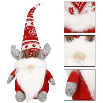 Škriatok GNOM so šedými parohmi 50cm, vianočné dekorácie