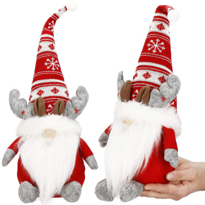 Škriatok GNOM so šedými parohmi 50cm, vianočné dekorácie