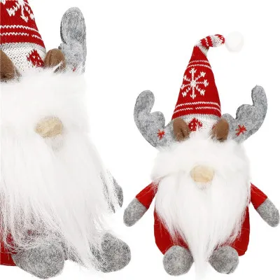 Škriatok GNOM so šedými parohmi 27cm, vianočné dekorácie