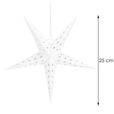 Papierová hviezda päťcípa 25cm biela, vianočné dekorácie