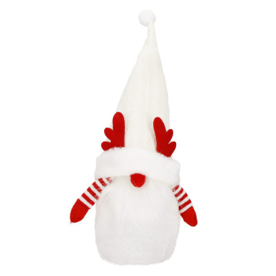 Škriatok GNOM s bielou čiapkou svietiacou 37cm, vianočné dekorácie