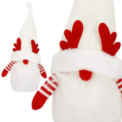 Škriatok GNOM s bielou čiapkou svietiacou 37cm, vianočné dekorácie