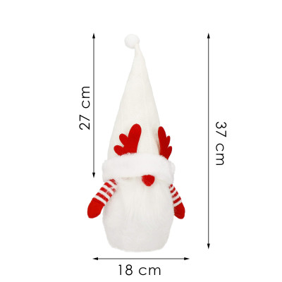 Škriatok GNOM s bielou čiapkou svietiacou 37cm, vianočné dekorácie