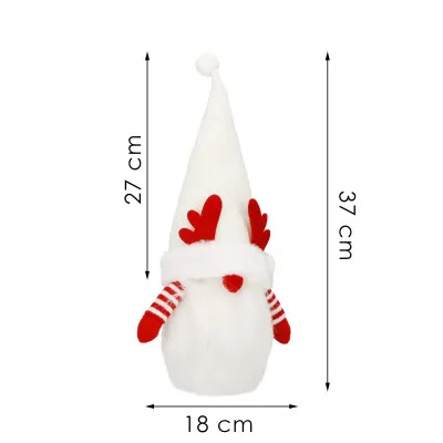 Škriatok GNOM s bielou čiapkou svietiacou 37cm, vianočné dekorácie