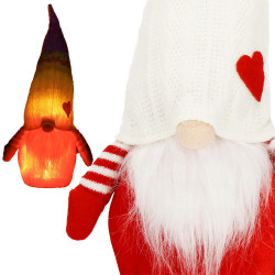 Škriatok GNOM s bielou čiapkou svietiacou 35cm, vianočné dekorácie