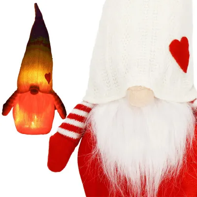 Škriatok GNOM s bielou čiapkou svietiacou 35cm, vianočné dekorácie