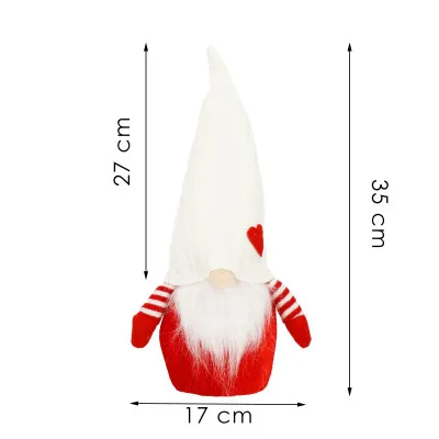 Škriatok GNOM s bielou čiapkou svietiacou 35cm, vianočné dekorácie