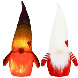 Škriatok GNOM s bielou čiapkou svietiacou 35cm, vianočné dekorácie