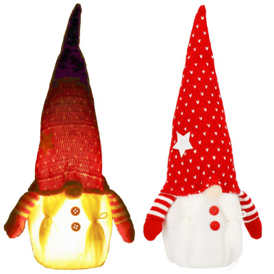 Škriatok GNOM s červenou čiapkou svietiacou 33cm, vianočné dekorácie