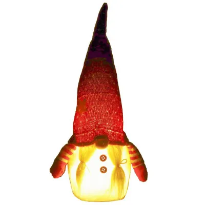 Škriatok GNOM s červenou čiapkou svietiacou 33cm, vianočné dekorácie