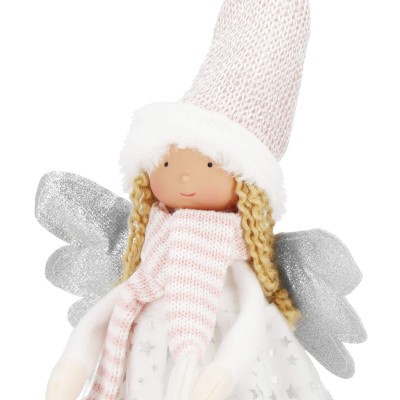 Anjel so striebornými krídlami svietiacimi 55cm, vianočné dekorácie