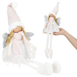 Anjel so striebornými krídlami svietiacimi 55cm, vianočné dekorácie