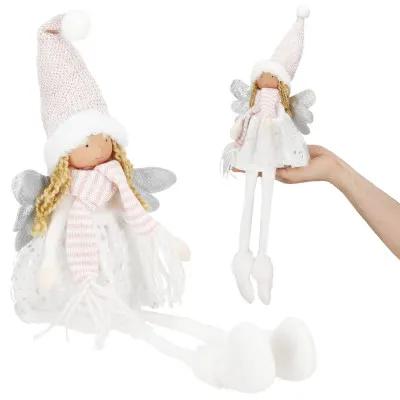 Anjel so striebornými krídlami svietiacimi 55cm, vianočné dekorácie