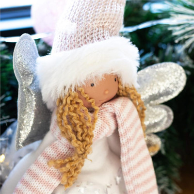 Anjel so striebornými krídlami svietiacimi 55cm, vianočné dekorácie