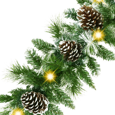 Vianočná reťaz LED Girlanda z vetvičiek so šiškami 2,8m zelená