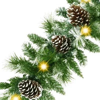 Vianočná reťaz LED Girlanda z vetvičiek so šiškami 2,8m zelená