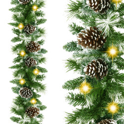 Vianočná reťaz LED Girlanda z vetvičiek so šiškami 2,8m zelená