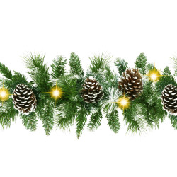 Vianočná reťaz LED Girlanda z vetvičiek so šiškami 2,8m zelená