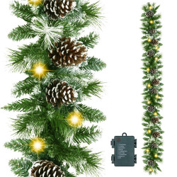 Vianočná reťaz LED Girlanda z vetvičiek so šiškami 2,8m zelená