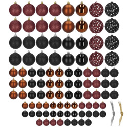 Maxi 100-dielna sada vianočných baniek čierno-hnedá