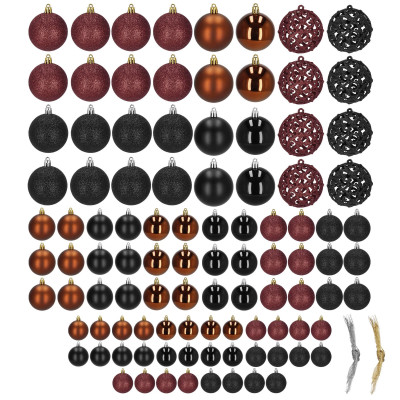 Maxi 100-dielna sada vianočných baniek čierno-hnedá