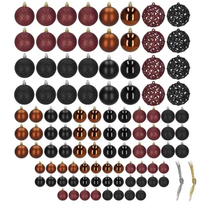 Maxi 100-dielna sada vianočných baniek čierno-hnedá