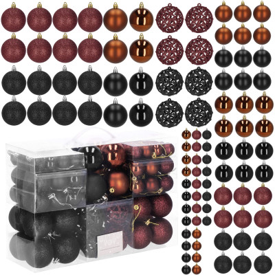 Maxi 100-dielna sada vianočných baniek čierno-hnedá