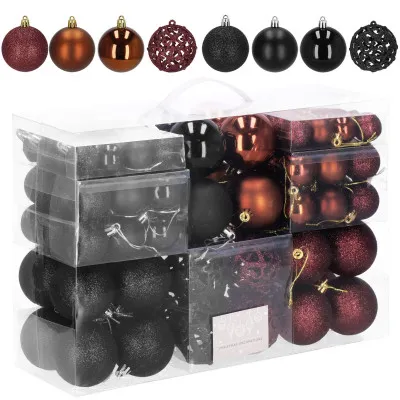 Maxi 100-dielna sada vianočných baniek čierno-hnedá